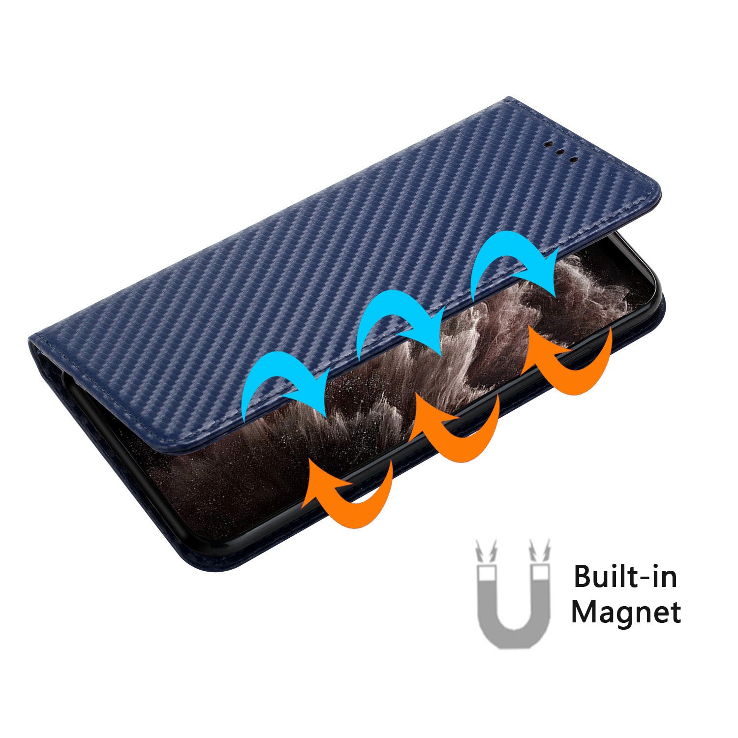 For Samsung Galaxy A55 5G Case Leather Magnetic Absorption Phone Wallet Cover - Blue For Samsung Galaxy A55 5G Case Leather Magnetic Absorption Phone Wallet Cover - Blue